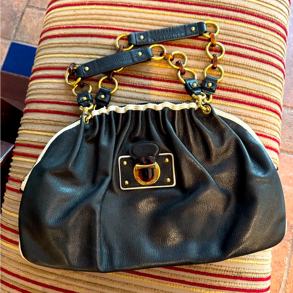 Marc Jacobs Black and White Capra Shoulder Bag